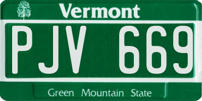 VT license plate PJV669