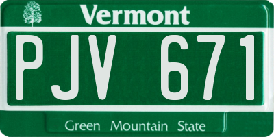 VT license plate PJV671