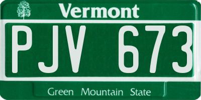 VT license plate PJV673