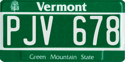 VT license plate PJV678