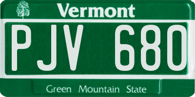 VT license plate PJV680