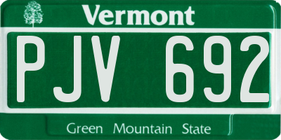 VT license plate PJV692