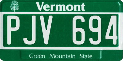VT license plate PJV694