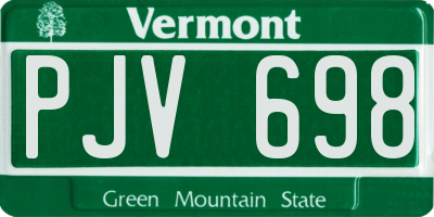 VT license plate PJV698