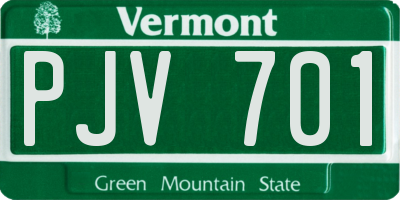 VT license plate PJV701