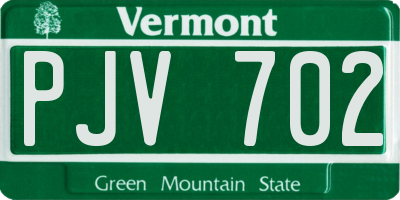 VT license plate PJV702