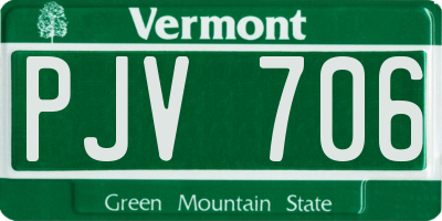 VT license plate PJV706