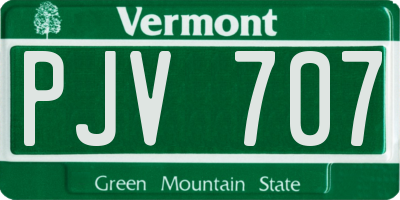 VT license plate PJV707