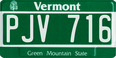 VT license plate PJV716