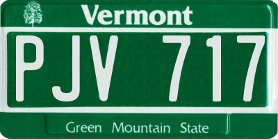 VT license plate PJV717