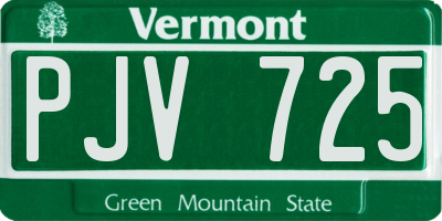 VT license plate PJV725