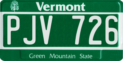 VT license plate PJV726