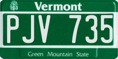 VT license plate PJV735