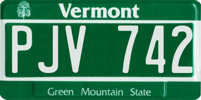 VT license plate PJV742