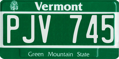 VT license plate PJV745