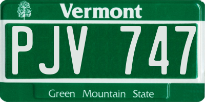 VT license plate PJV747
