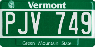 VT license plate PJV749