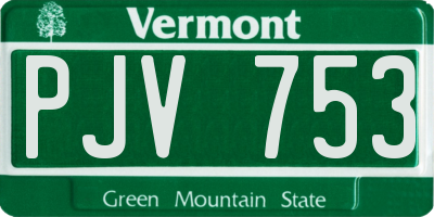 VT license plate PJV753
