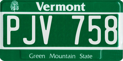 VT license plate PJV758