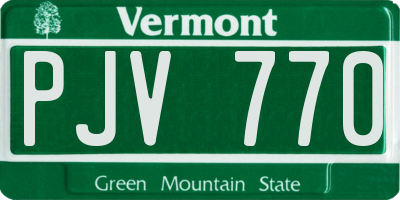 VT license plate PJV770