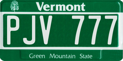VT license plate PJV777