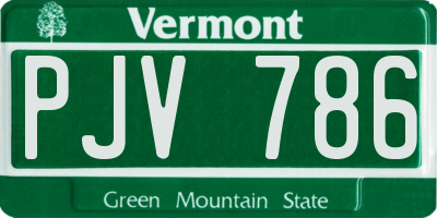 VT license plate PJV786