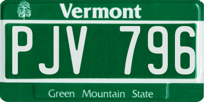 VT license plate PJV796