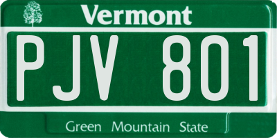 VT license plate PJV801