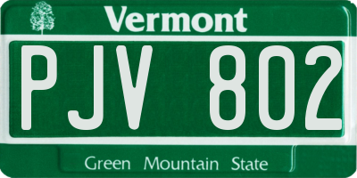 VT license plate PJV802