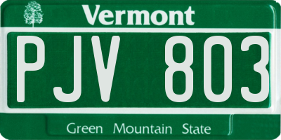 VT license plate PJV803