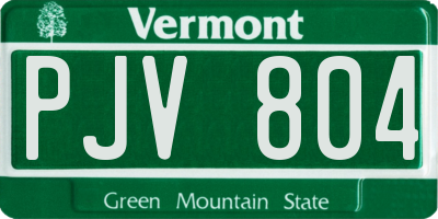VT license plate PJV804