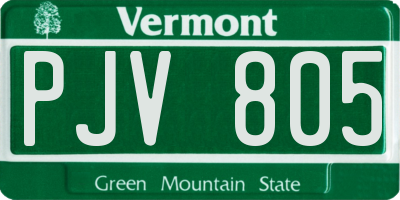 VT license plate PJV805