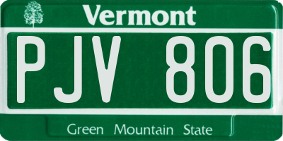 VT license plate PJV806