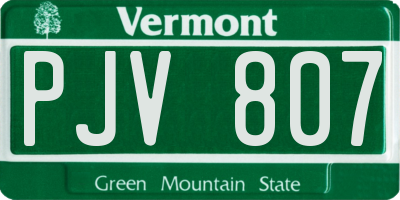 VT license plate PJV807