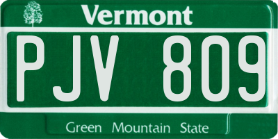 VT license plate PJV809