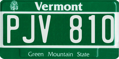 VT license plate PJV810