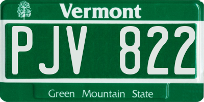VT license plate PJV822