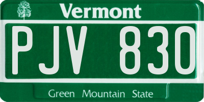 VT license plate PJV830