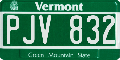 VT license plate PJV832