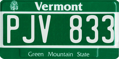 VT license plate PJV833