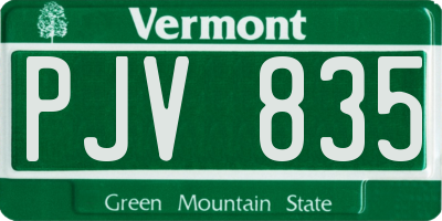 VT license plate PJV835