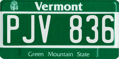 VT license plate PJV836