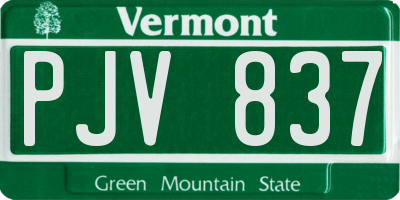 VT license plate PJV837