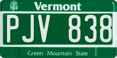 VT license plate PJV838
