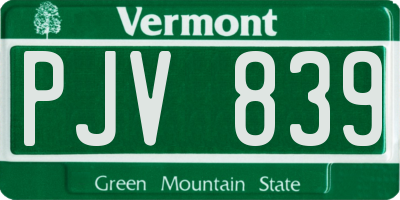 VT license plate PJV839