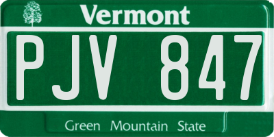 VT license plate PJV847
