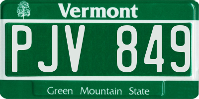VT license plate PJV849