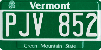 VT license plate PJV852