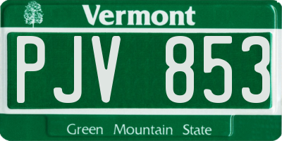 VT license plate PJV853