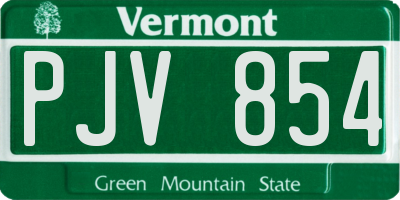 VT license plate PJV854
